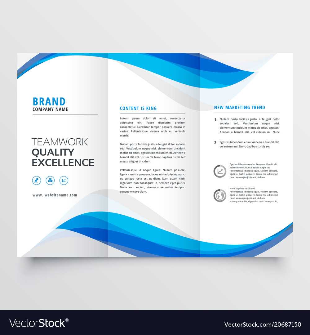 Blue Wavy Business Trifold Brochure Template For Adobe Illustrator Brochure Templates Free Download