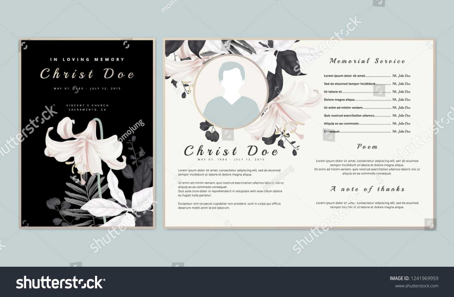 Botanical Memorial Funeral Invitation Card Template | Nature With Funeral Invitation Card Template