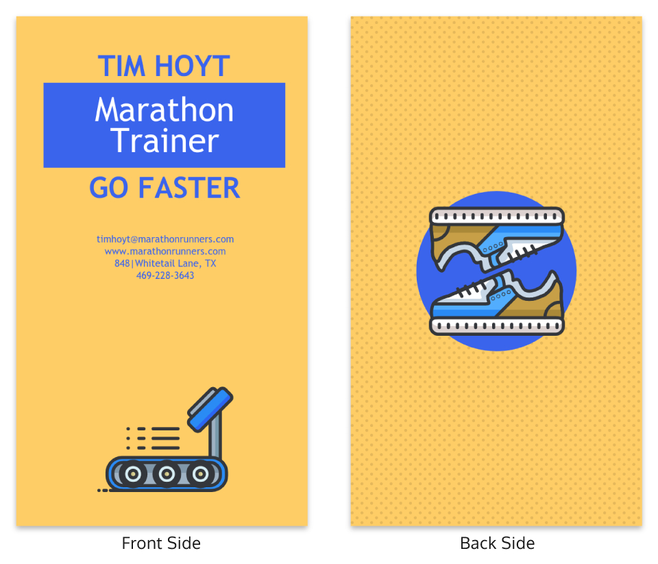Bright Marathon Trainer Vertical Business Card Template Pertaining To Dog Grooming Record Card Template