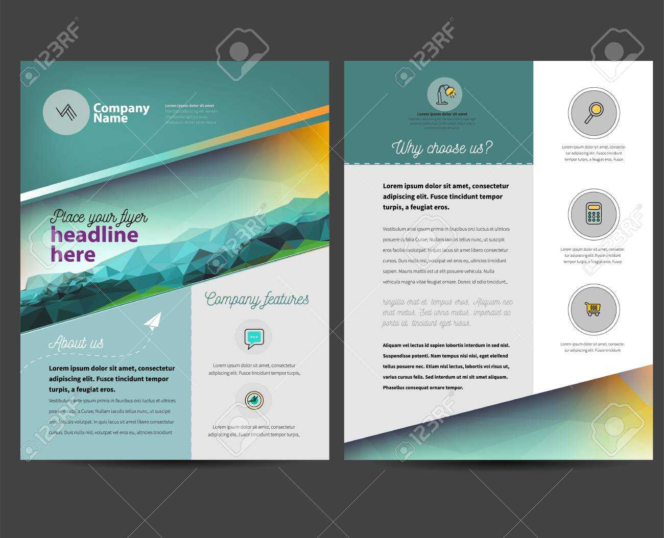 Brochure Or Flyer Design Template In Letter Size Inside Letter Size Brochure Template