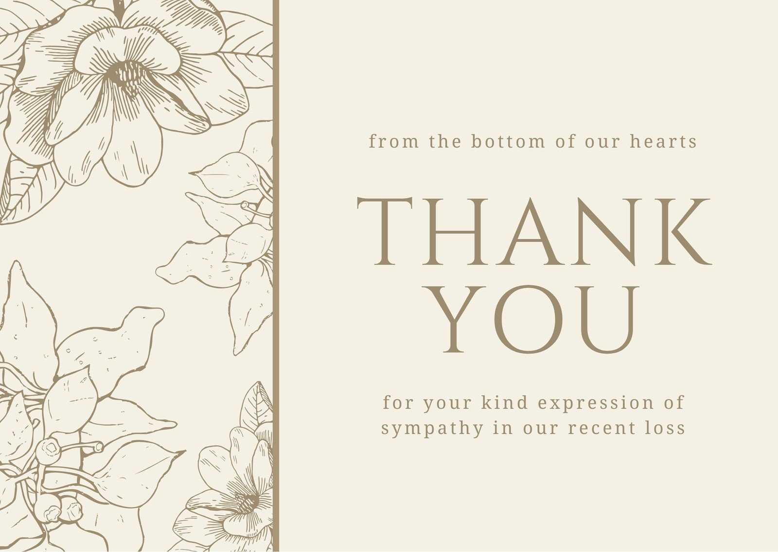 Brown Floral Sympathy Thank You Card – Templatescanva Intended For Sympathy Thank You Card Template