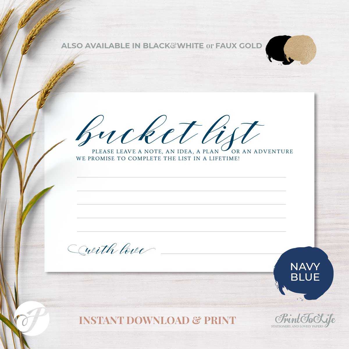 Bucket List Card, Wedding Advice Card, Navy Blue, #mrandmrs Collection Throughout Marriage Advice Cards Templates
