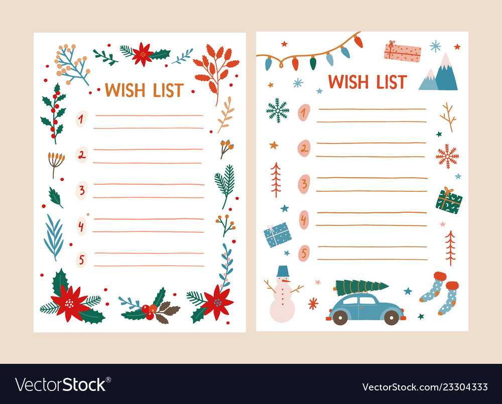 Bundle Of Wish List Templates Decorated By Throughout Christmas Card List Template