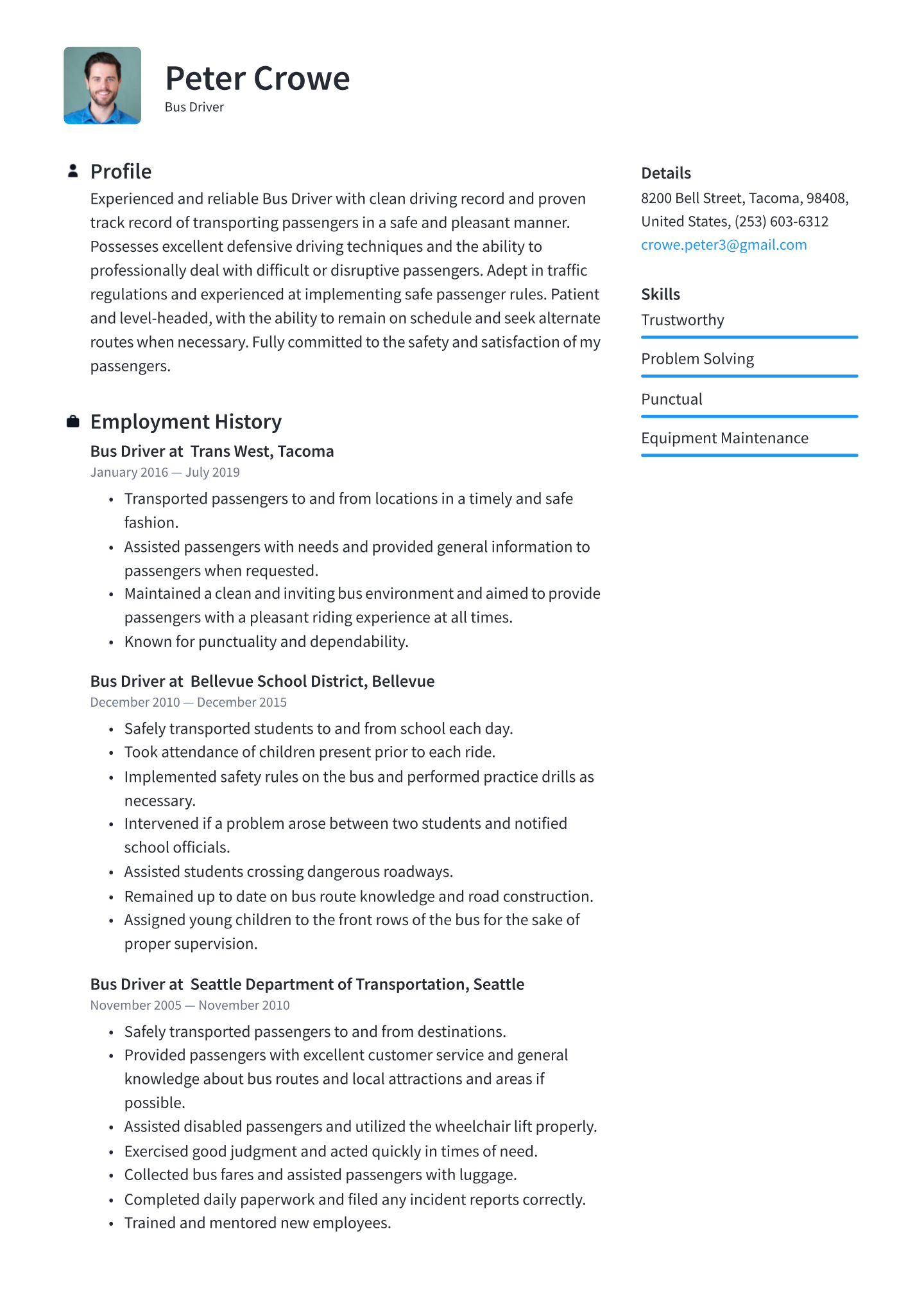 Bus Driver Resume Templates 2020 (Free Download) · Resume.io Inside Safe Driving Certificate Template