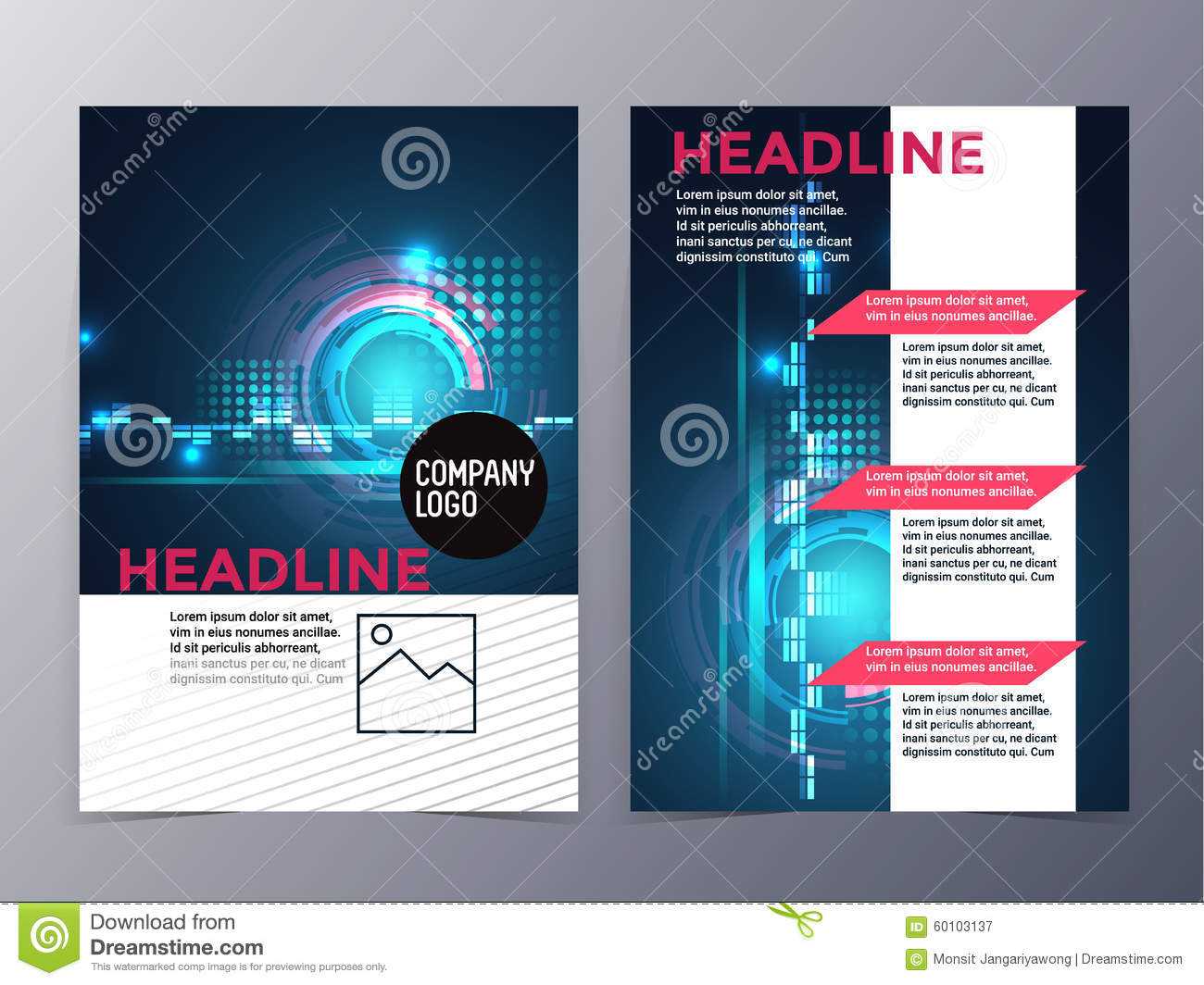 Business And Technology Brochure Design Template Vector Tri In Technical Brochure Template