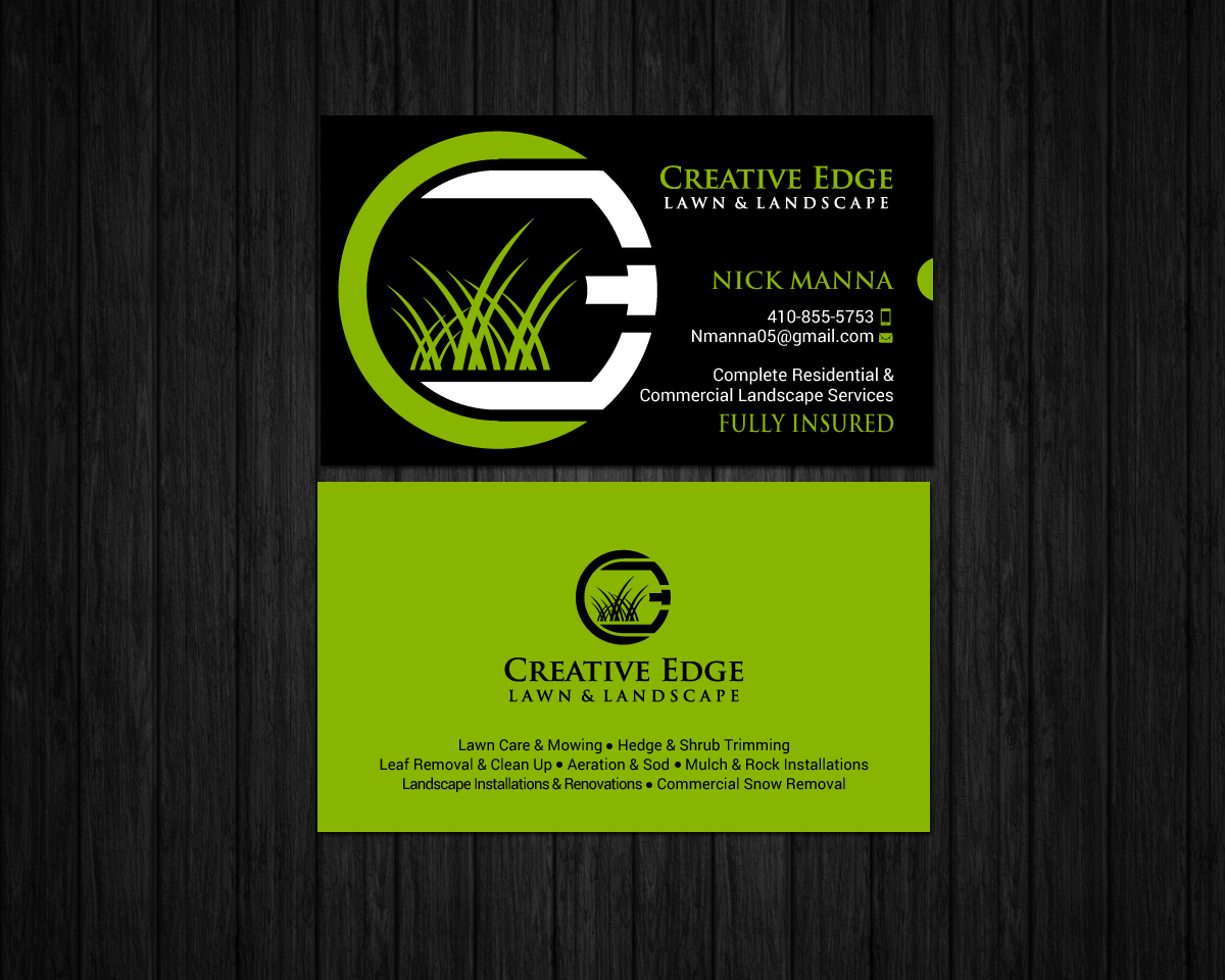 Business Card For Creative Edge Lawn & Landscape | 147 In Lawn Care Business Cards Templates Free