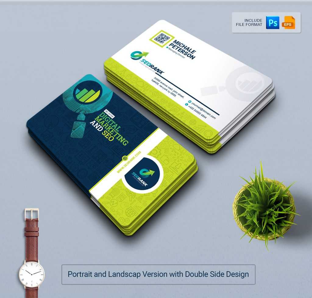 Business Card For Seo Search Engine Optimization And Digital Marketing  Agency / Company : Portrait And Landscape Layout №67164 Intended For Landscaping Business Card Template
