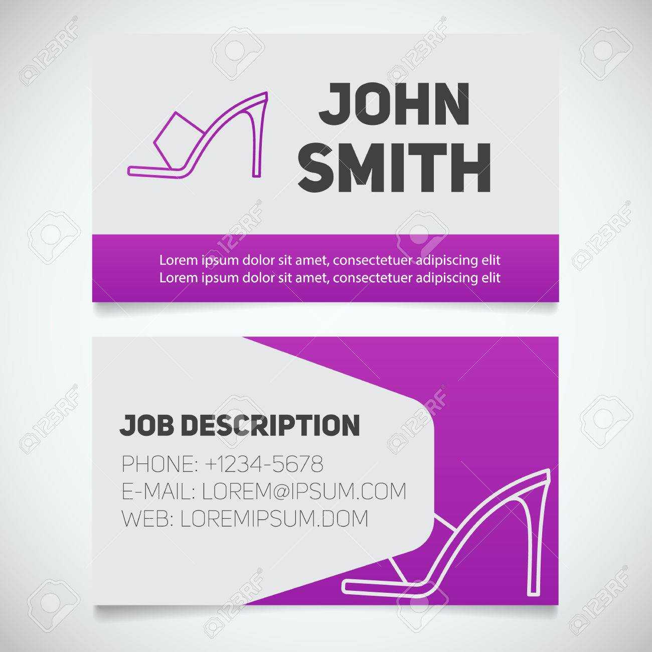 Business Card Print Template With High Heel Shoe Logo. Manager For High Heel Template For Cards