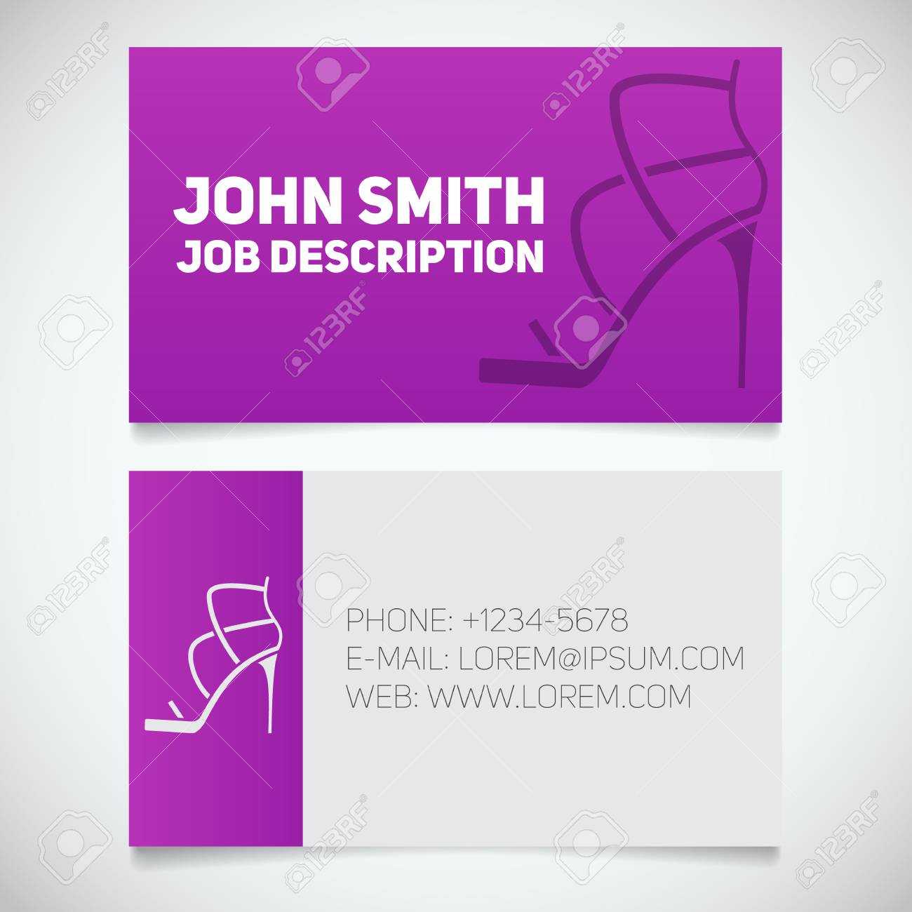 Business Card Print Template With High Heel Shoe Logo. Manager Within High Heel Template For Cards