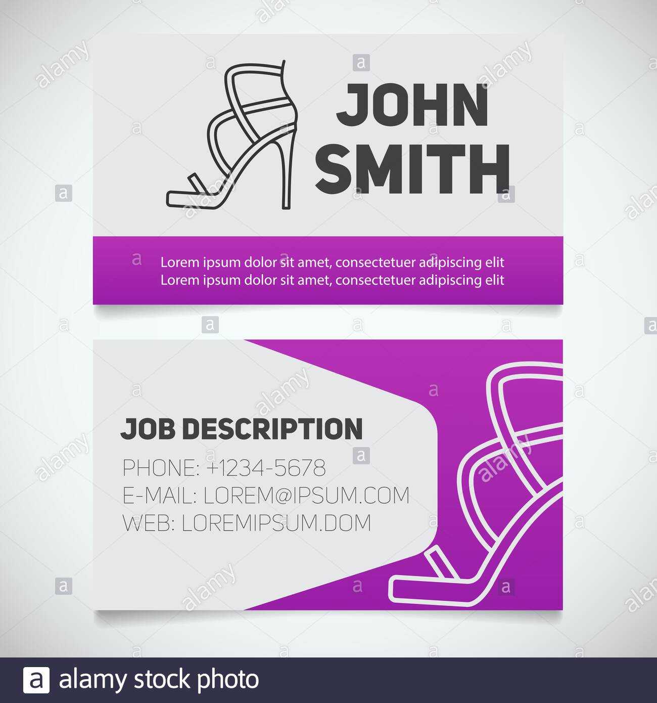 Business Card Print Template With High Heel Shoe Logo With Regard To High Heel Shoe Template For Card