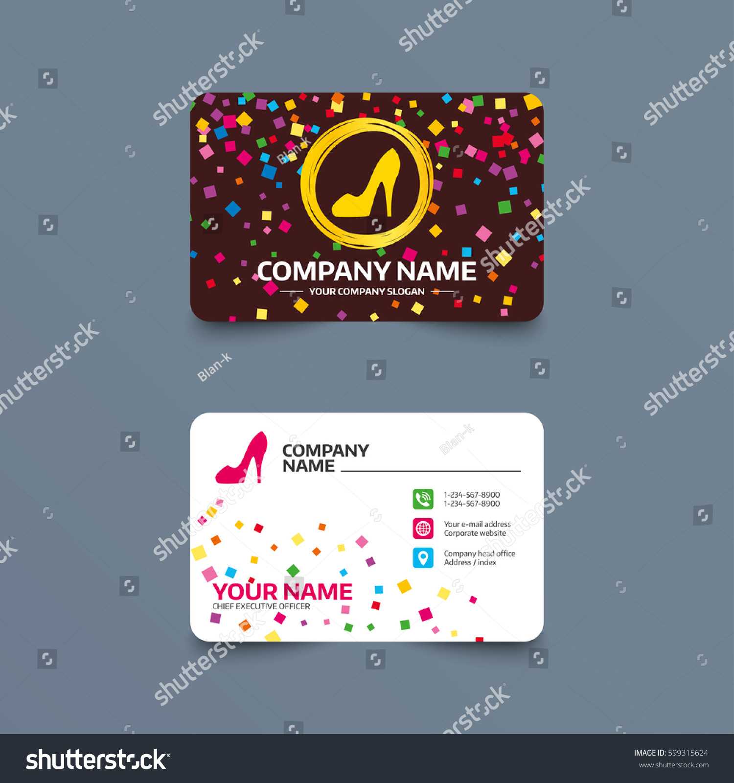 Business Card Template Confetti Pieces Women Stock Vector For High Heel Template For Cards