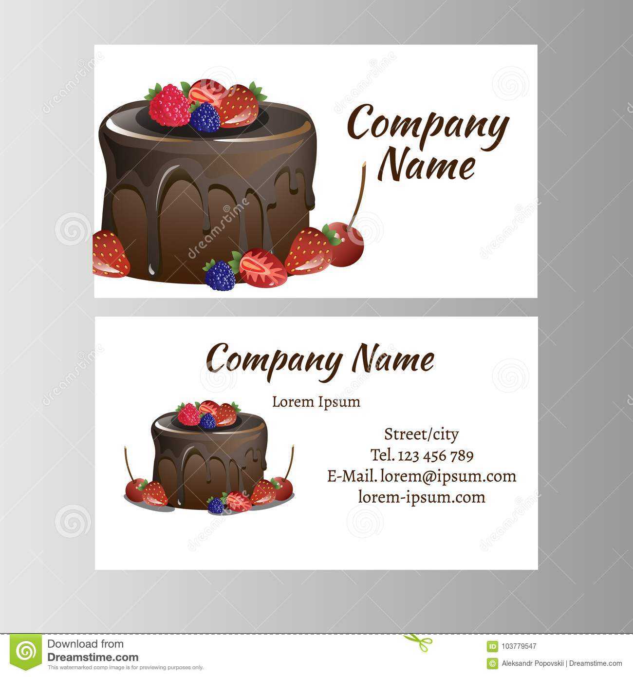 Business Card Template For Bakery Business. Stock Vector Inside Cake Business Cards Templates Free
