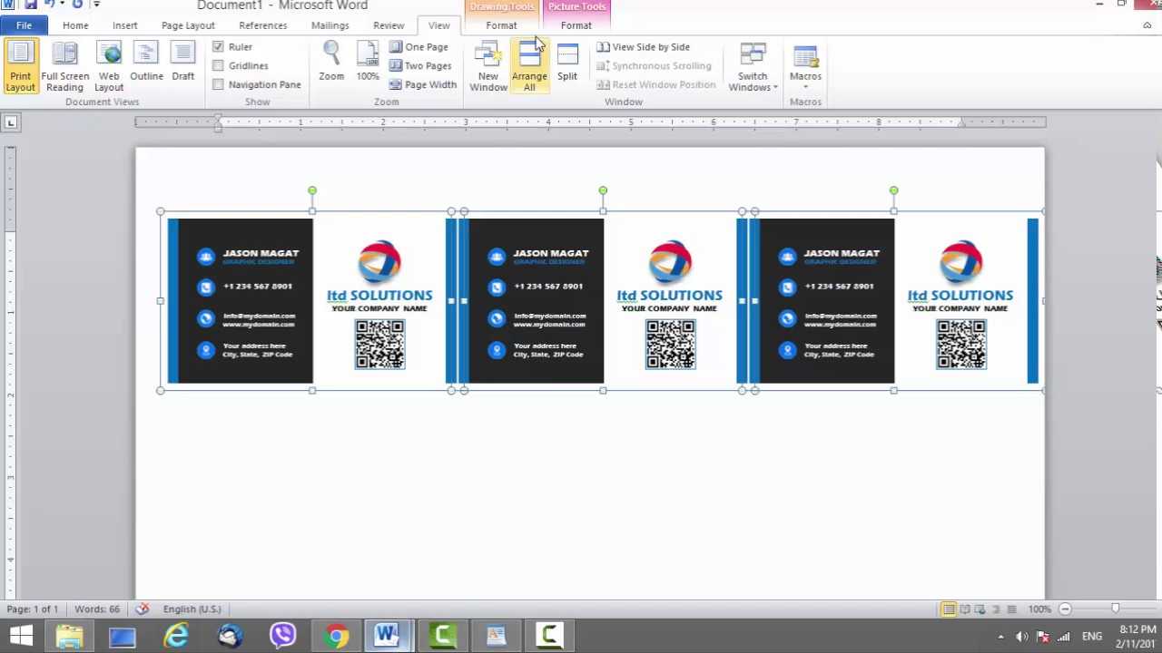 Business Card Template For Microsoft Word Throughout Business Cards Templates Microsoft Word