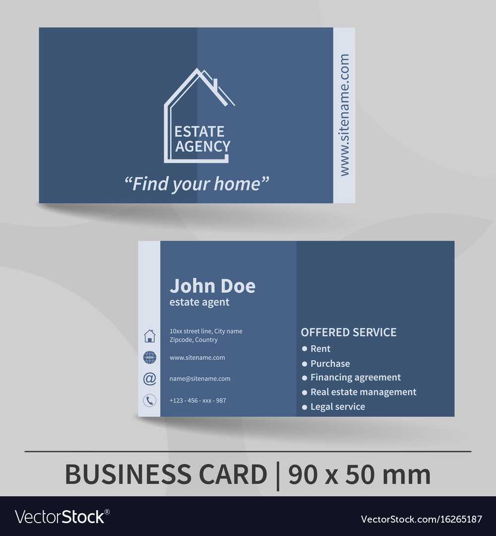 Business Card Template Real Estate Agency Design Within Real Estate Agent Business Card Template