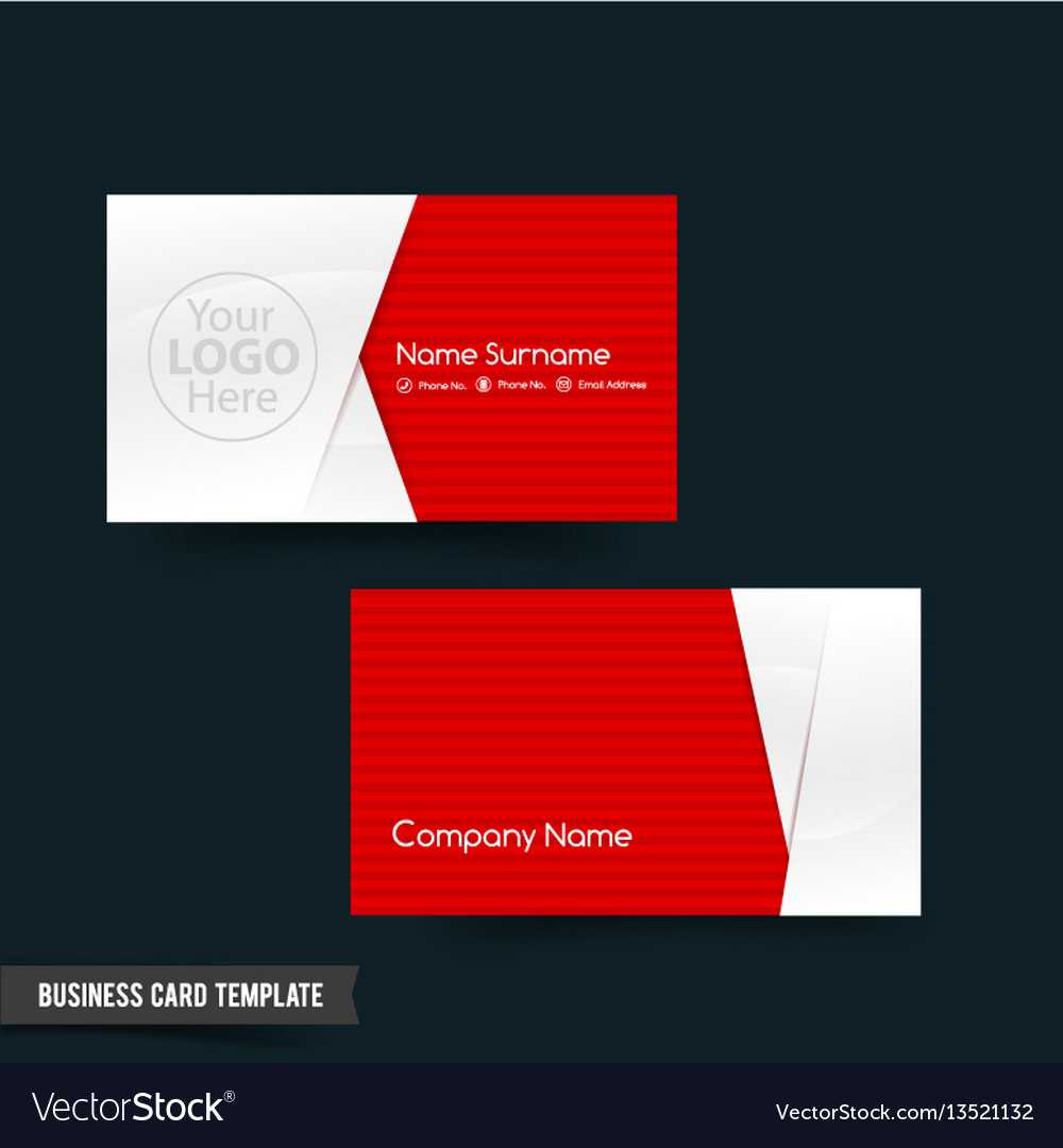 Business Card Template Set 64 Red And White Basic Within Template For Calling Card