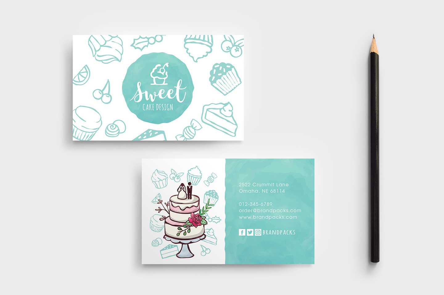 Cake Shop Business Card Template In Psd, Ai & Vector Throughout Cake Business Cards Templates Free