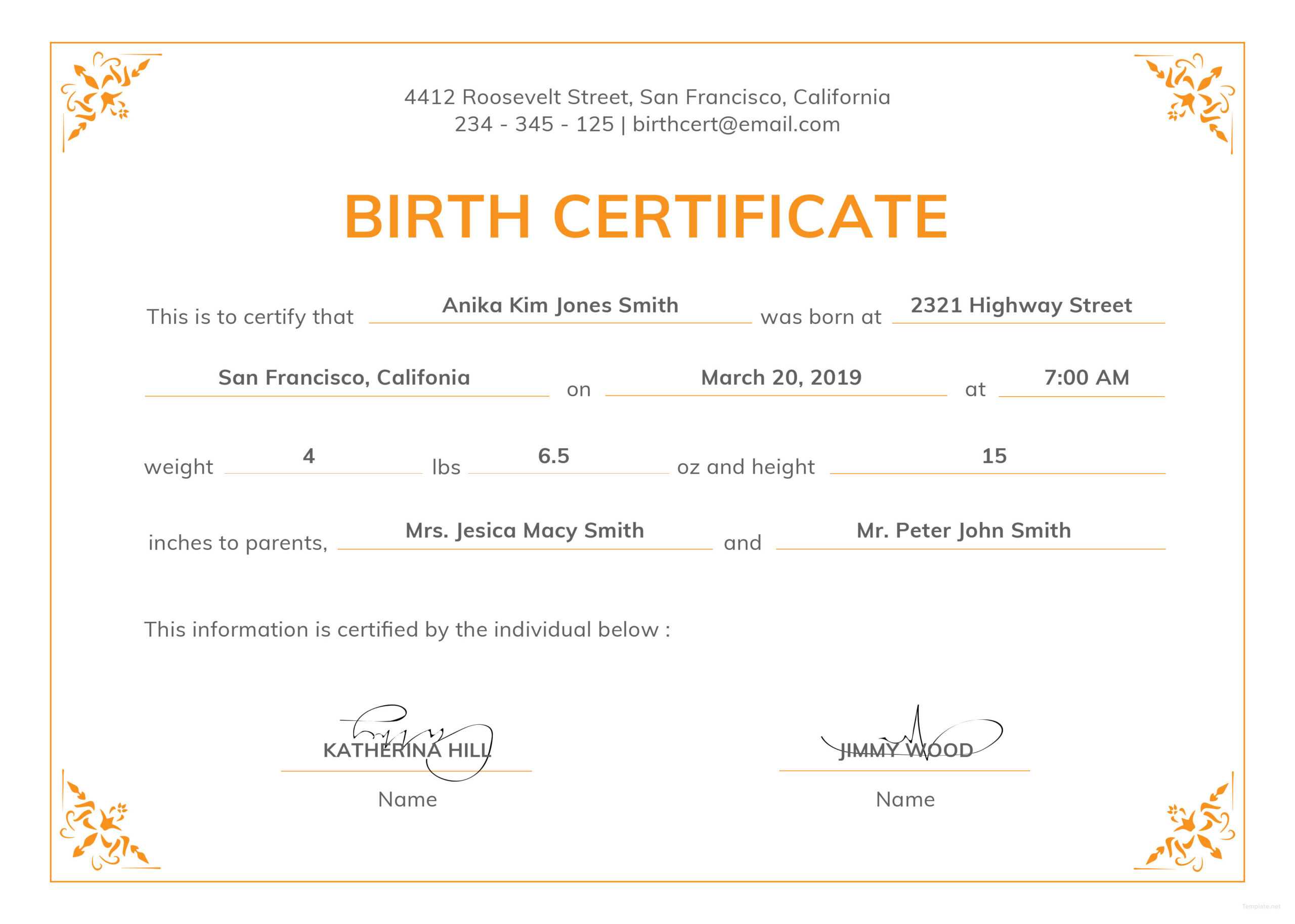 Birth Certificate Template Uk Business Professional Templates