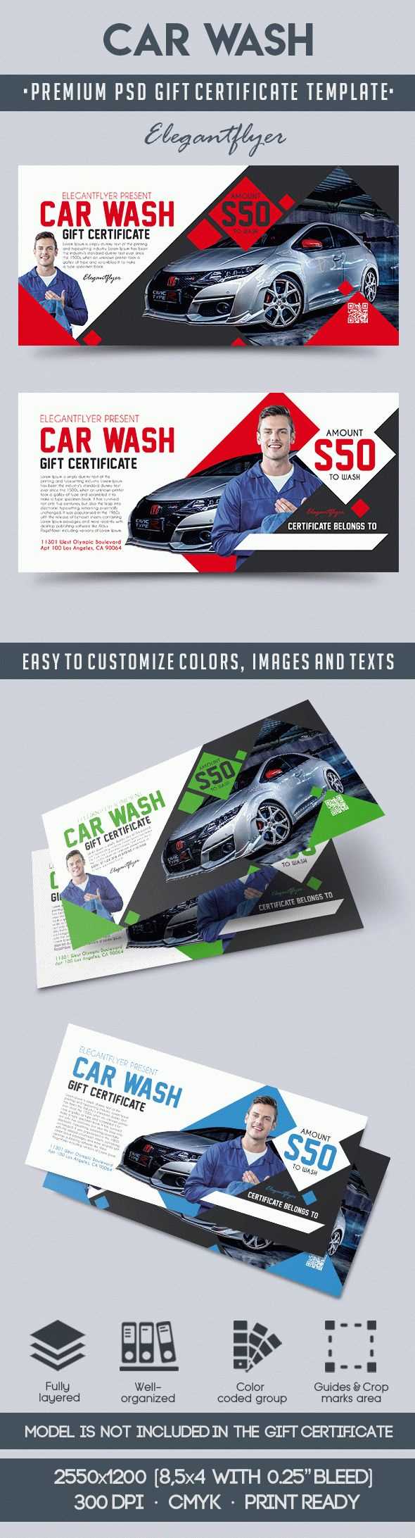 Car Wash – Premium Gift Certificate Psd Template Within Automotive Gift Certificate Template