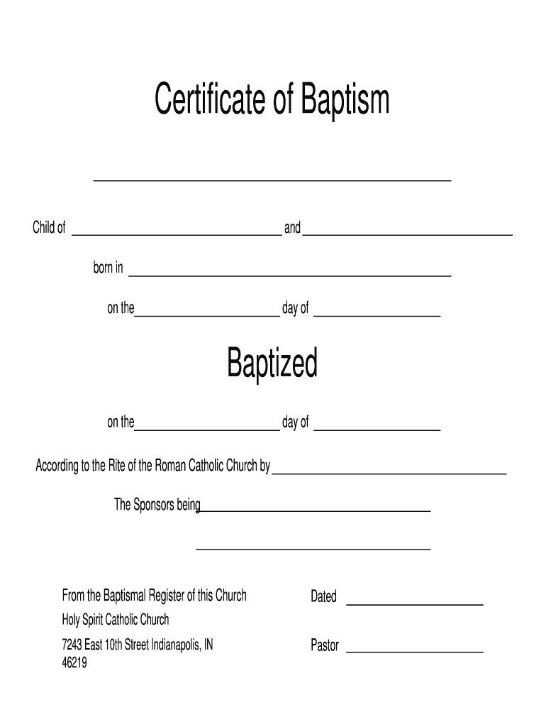 Catholic Baptism Certificate Online – Fill Online, Printable Inside Roman Catholic Baptism Certificate Template