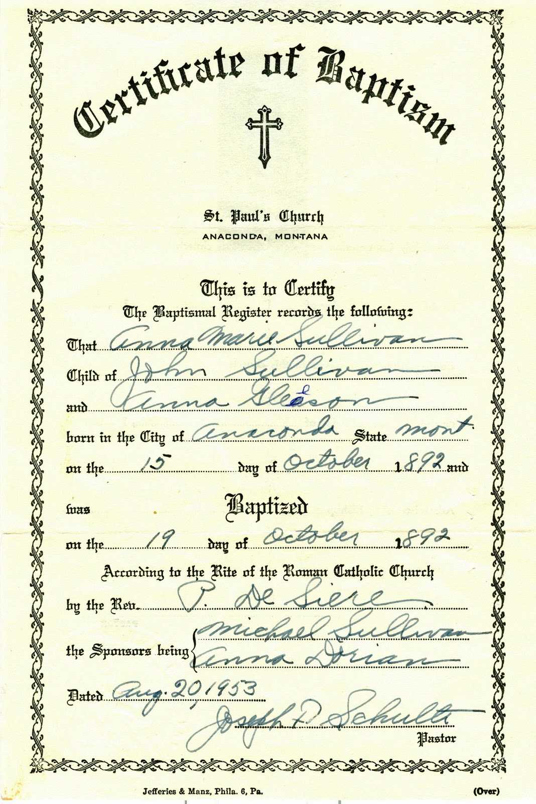 Catholic Baptism Certificate Template ] - Church For Roman Catholic Baptism Certificate Template