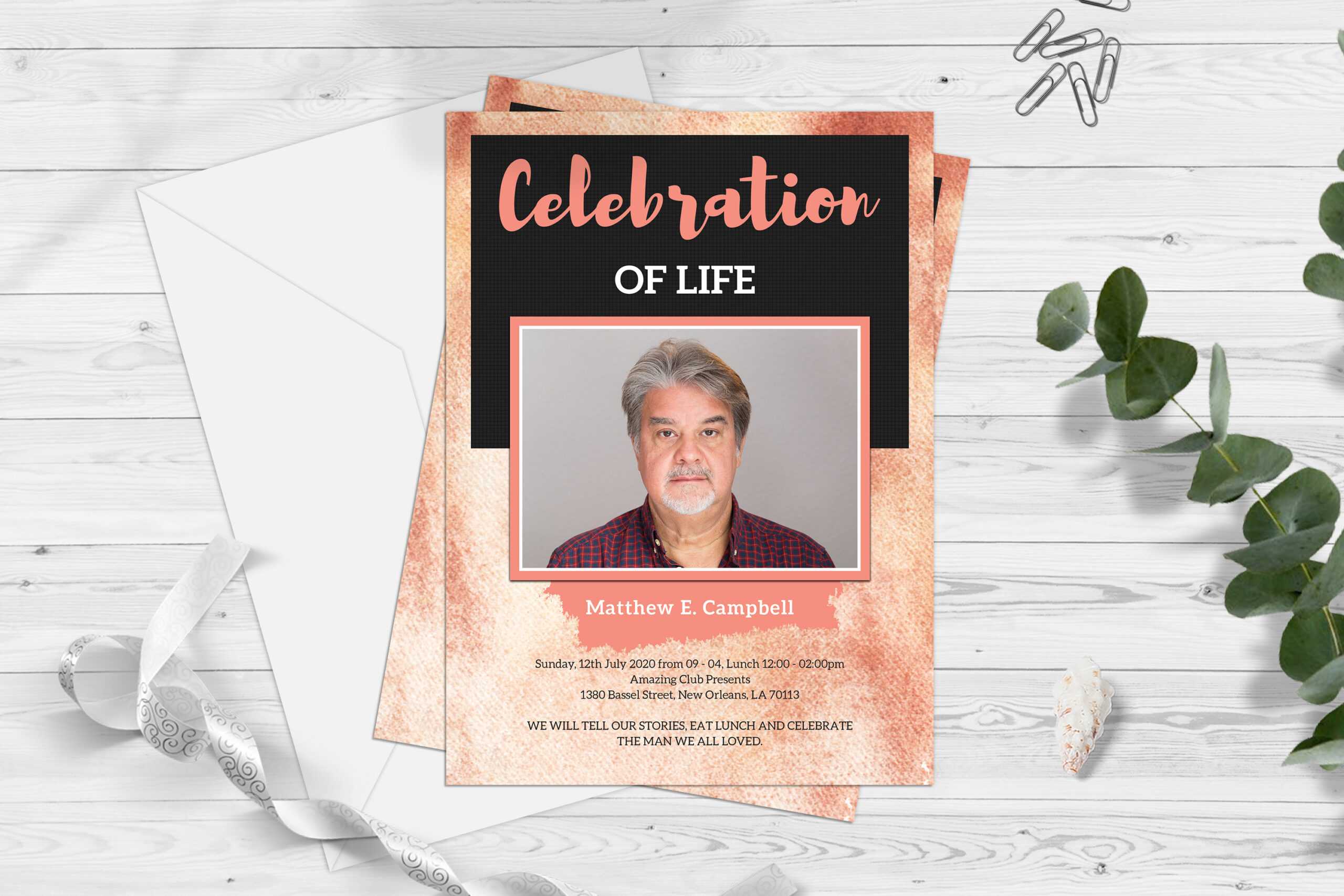 Celebration Of Life Funeral Program Invitation Card Template For Remembrance Cards Template Free