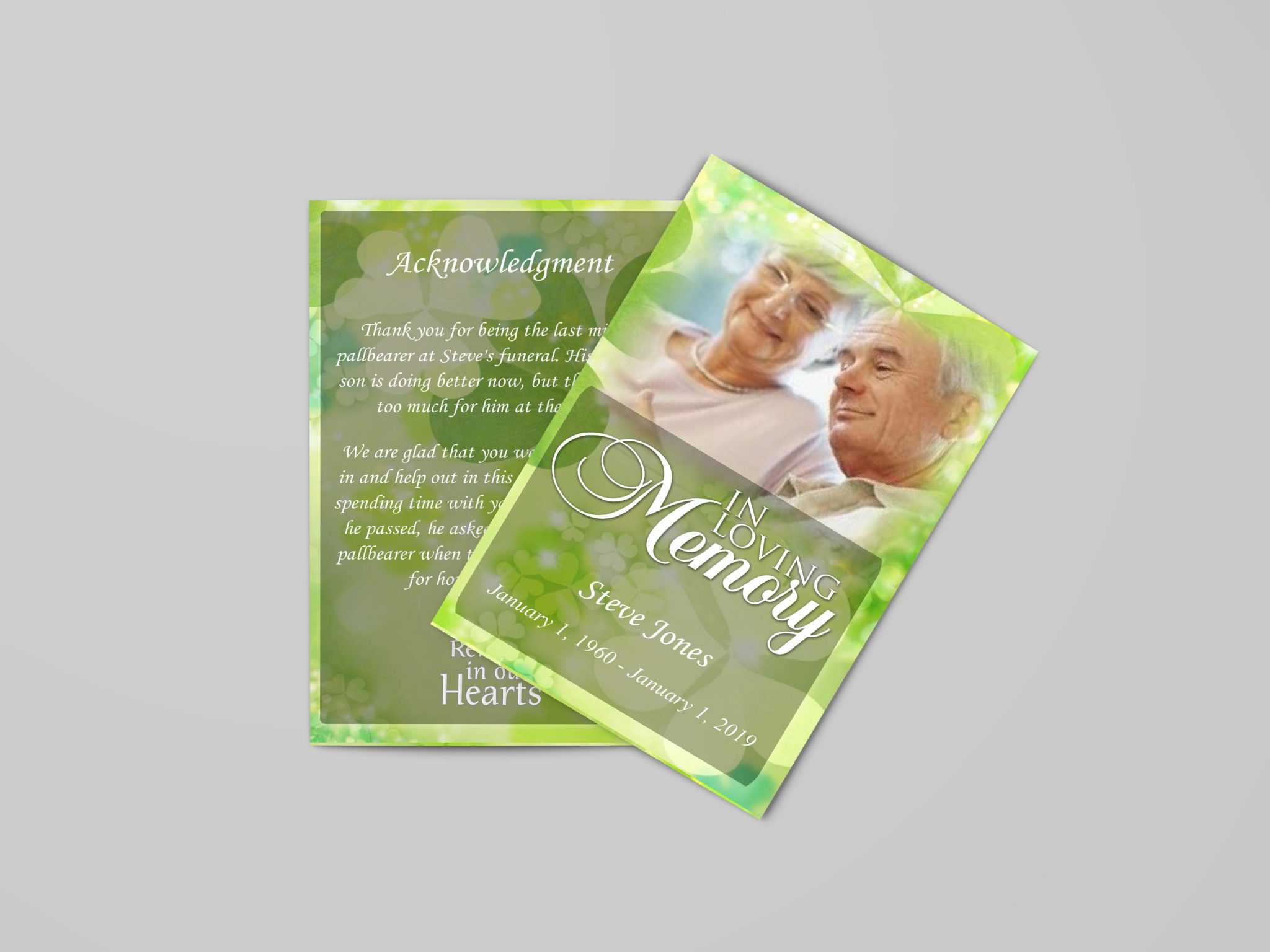 Celtic Irish Green Funeral Program Template Pertaining To Memorial Cards For Funeral Template Free