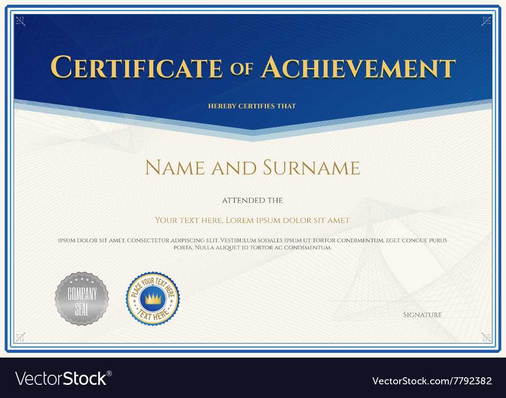 Certificate Achievement Template Blue Theme In Blank Certificate Of Achievement Template