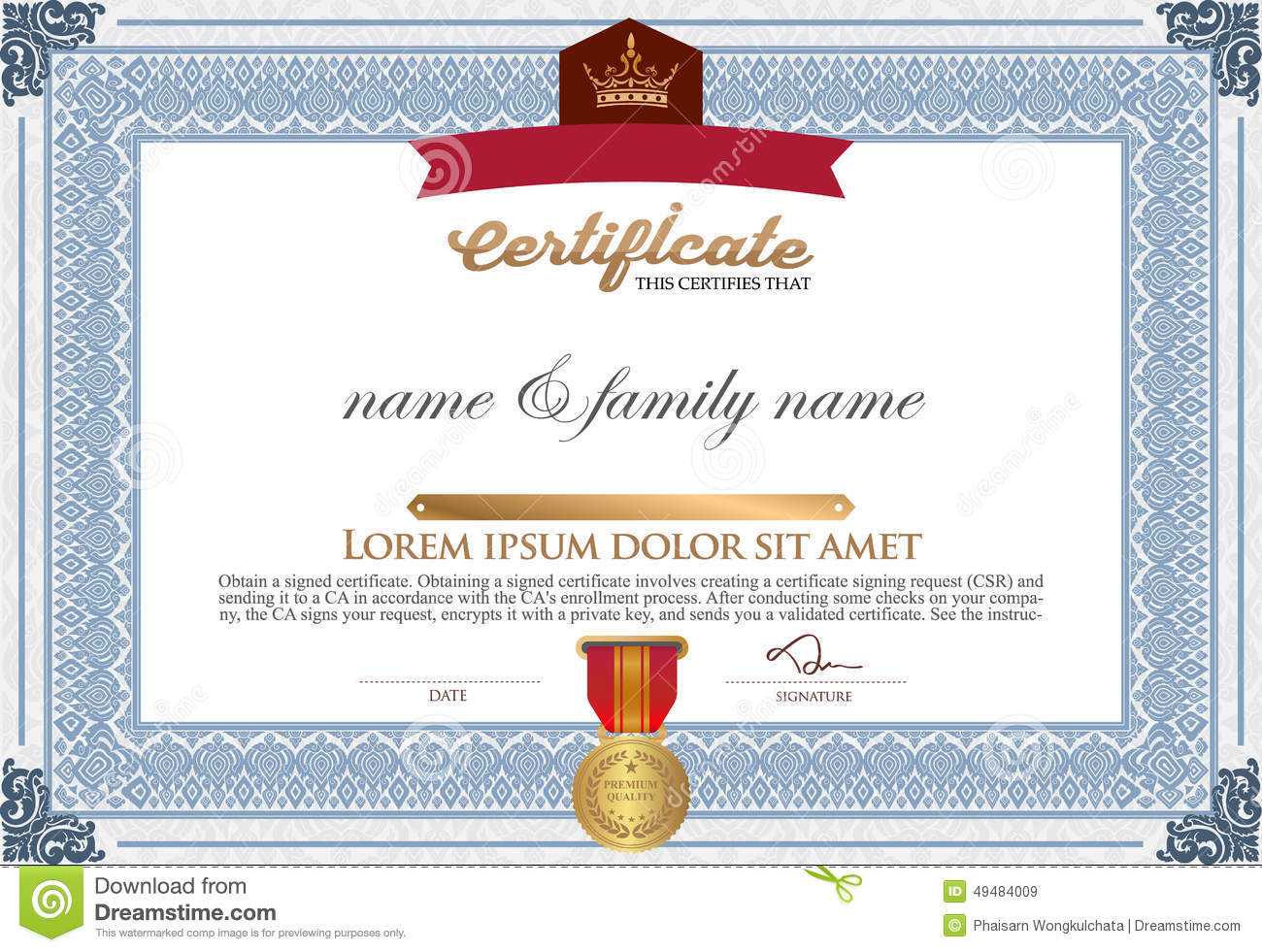Certificate Design Template. Stock Vector – Illustration Of In Gymnastics Certificate Template