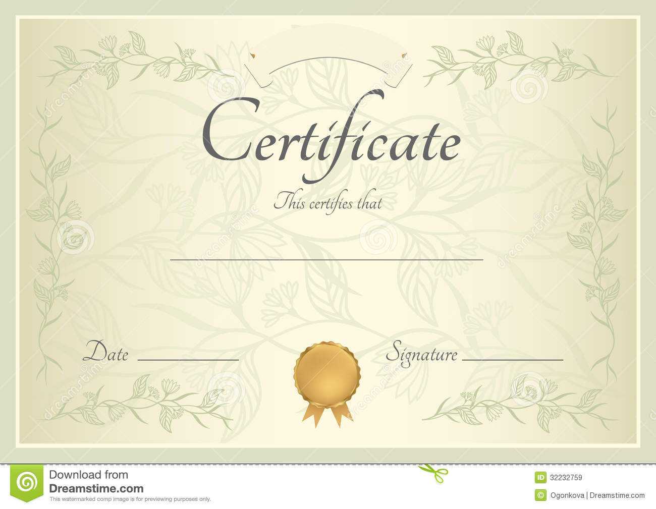 Certificate / Diploma Background (Template) Stock Vector Throughout Small Certificate Template