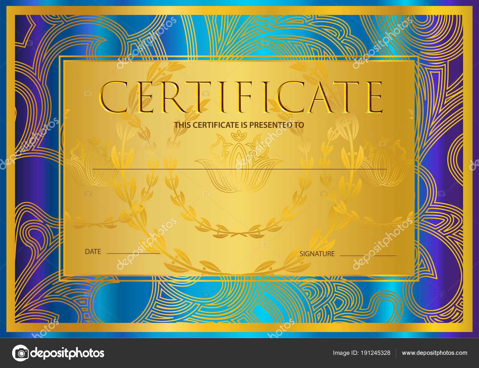 Certificate Diploma Golden Design Template Colorful With Regard To Certificate Scroll Template