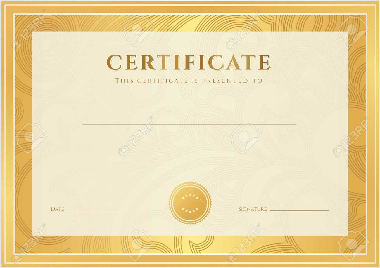 Certificate, Diploma Of Completion Template, Background Gold.. With Regard To Certificate Scroll Template