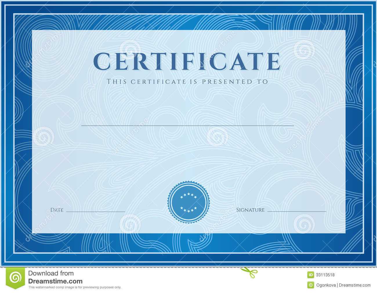 Certificate, Diploma Template. Award Pattern Stock Vector Pertaining To Scroll Certificate Templates