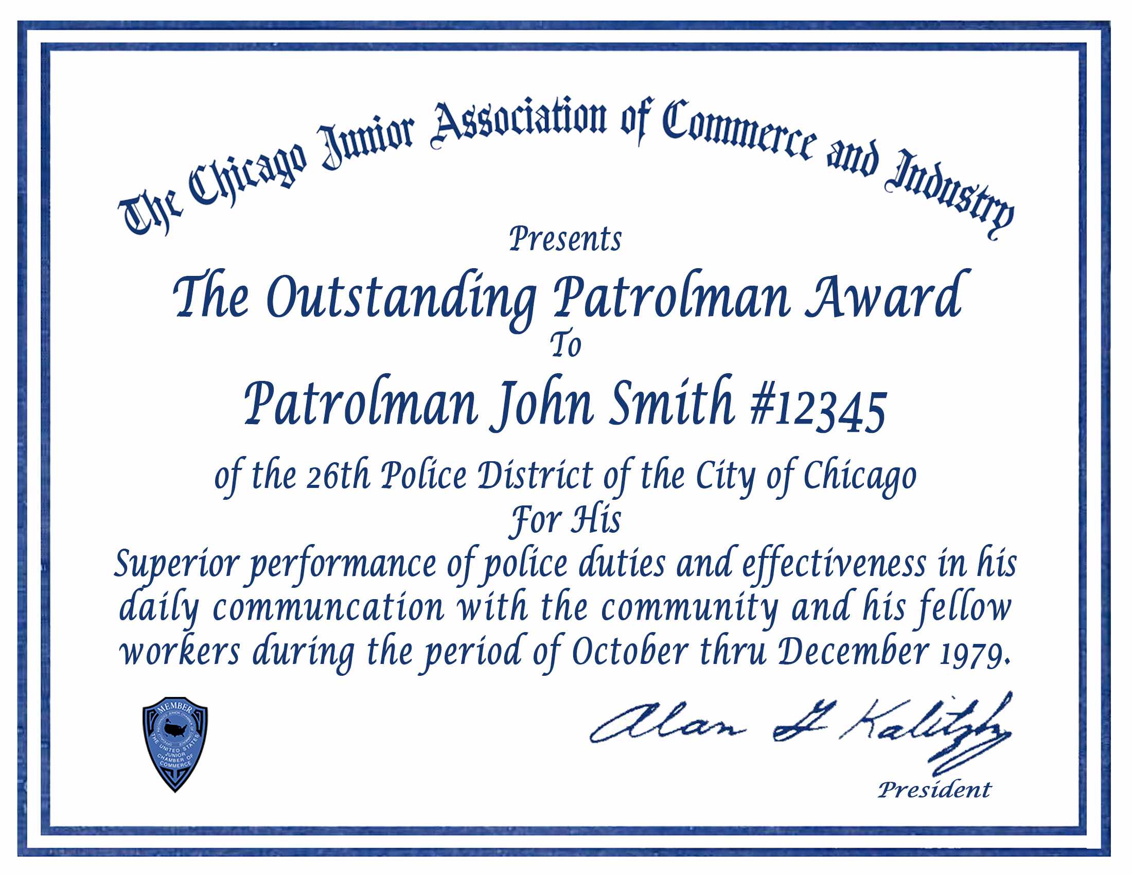 Certificate & Letter Awards | Chicagocop Pertaining To Life Saving Award Certificate Template