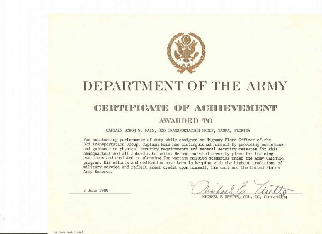 Certificate Of Achievement Army Form – Calep.midnightpig.co In Certificate Of Achievement Army Template