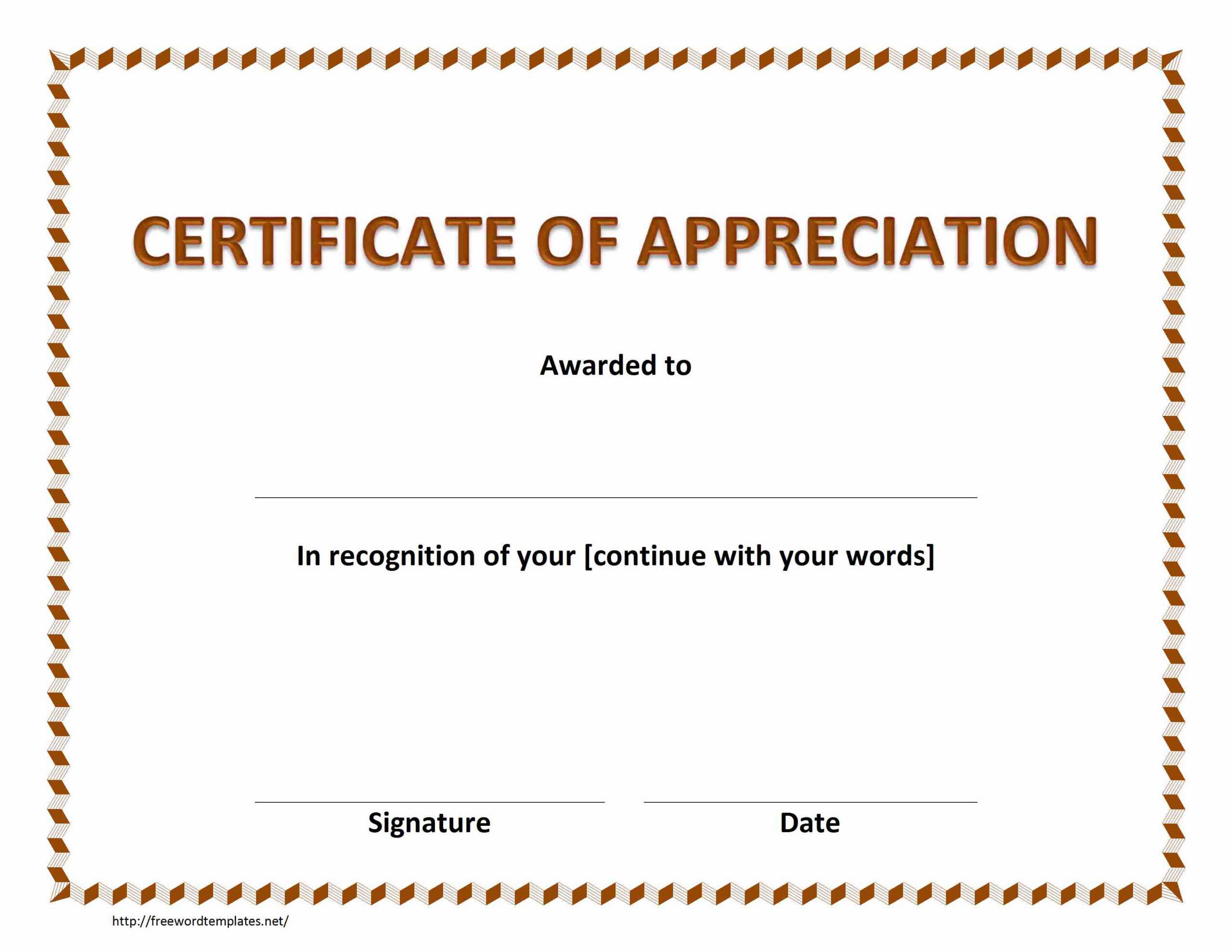 Certificate Of Appreciation Docs For Certificate Of Appreciation Template Doc