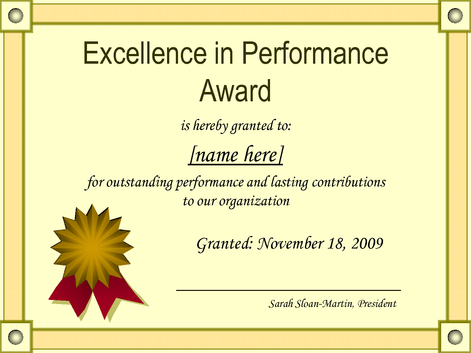 Certificate Of Appreciation For Outstanding Performance Regarding Best Performance Certificate Template