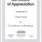 Certificate Of Appreciation Regarding Certificate Of Attainment Template