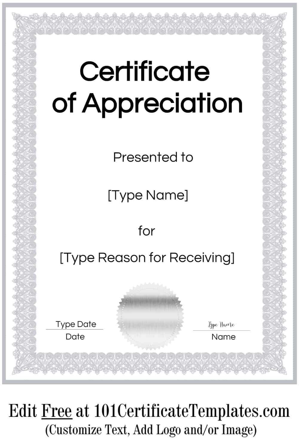 Certificate Of Appreciation Regarding Certificate Of Attainment Template