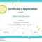 Certificate Of Appreciation Template In Nature Theme With Within Free Certificate Of Excellence Template