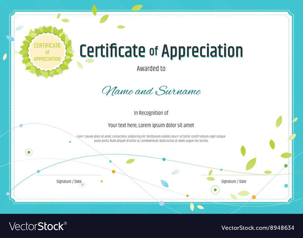 Certificate Of Appreciation Template Nature Theme Throughout Free Template For Certificate Of Recognition