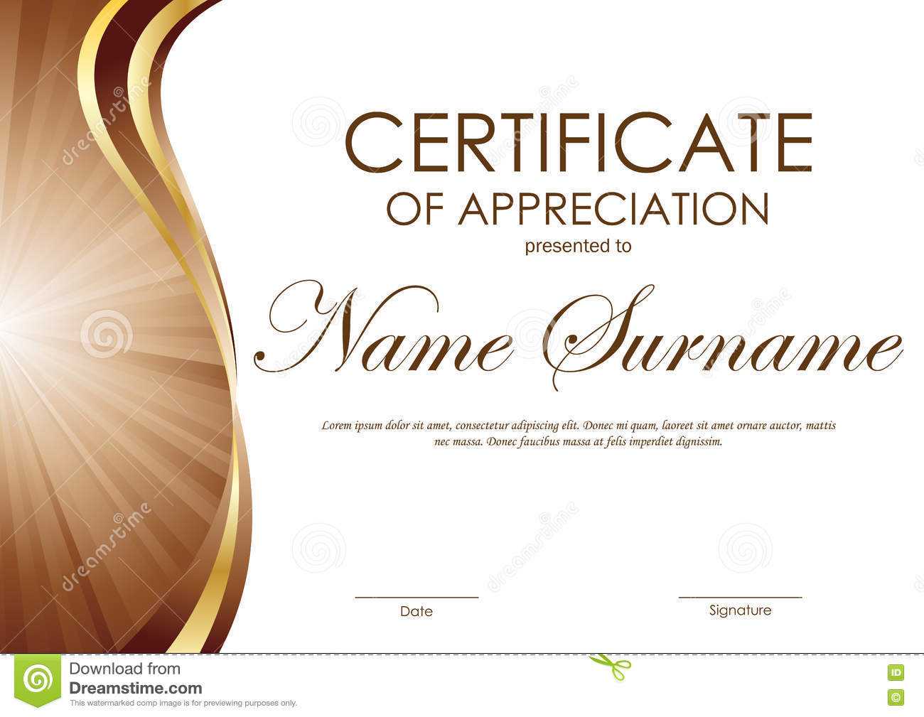 Certificate Of Appreciation Template Stock Vector With Regard To Free Certificate Of Appreciation Template Downloads