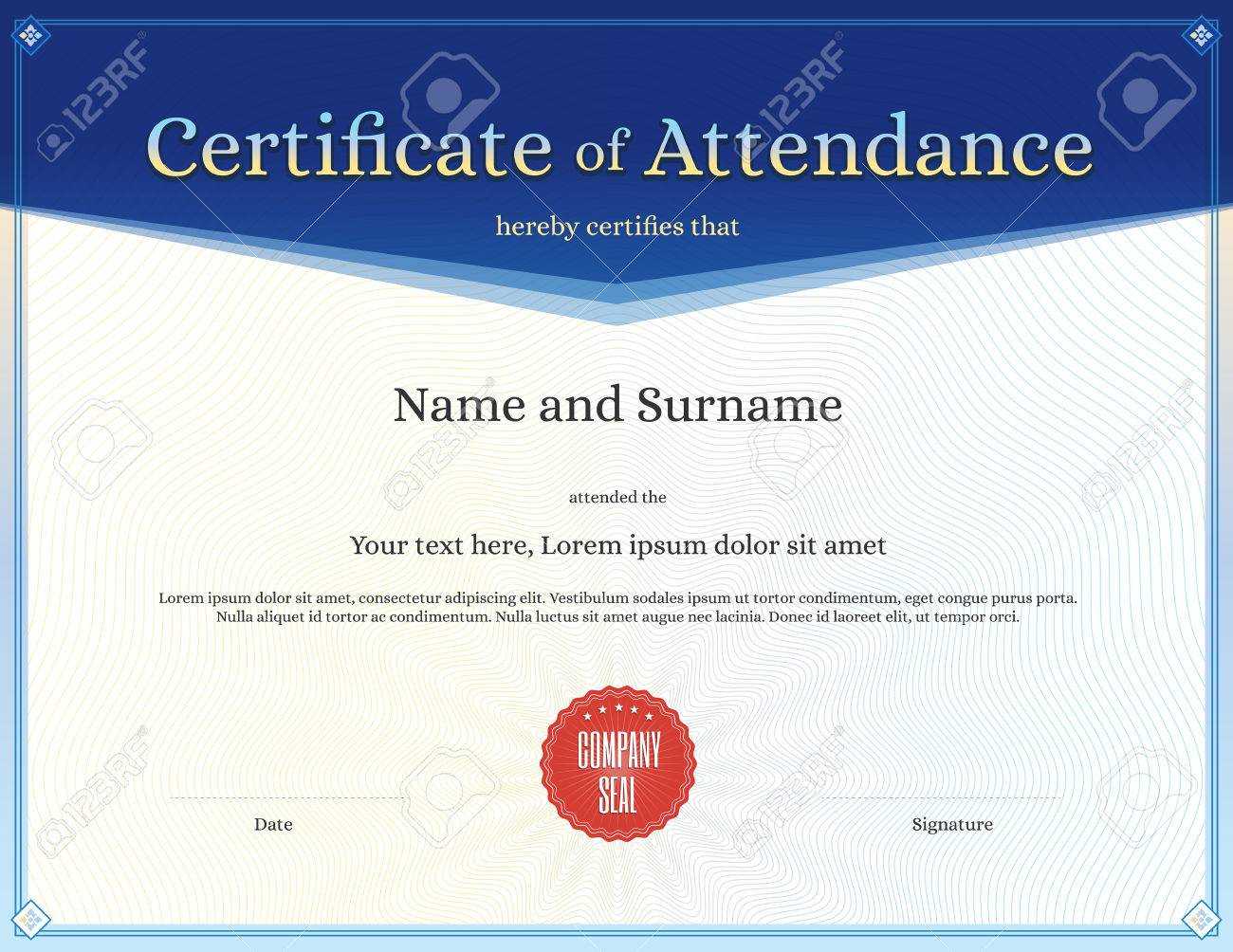 Certificate Of Attendance Template Free – Falep.midnightpig.co In Perfect Attendance Certificate Free Template