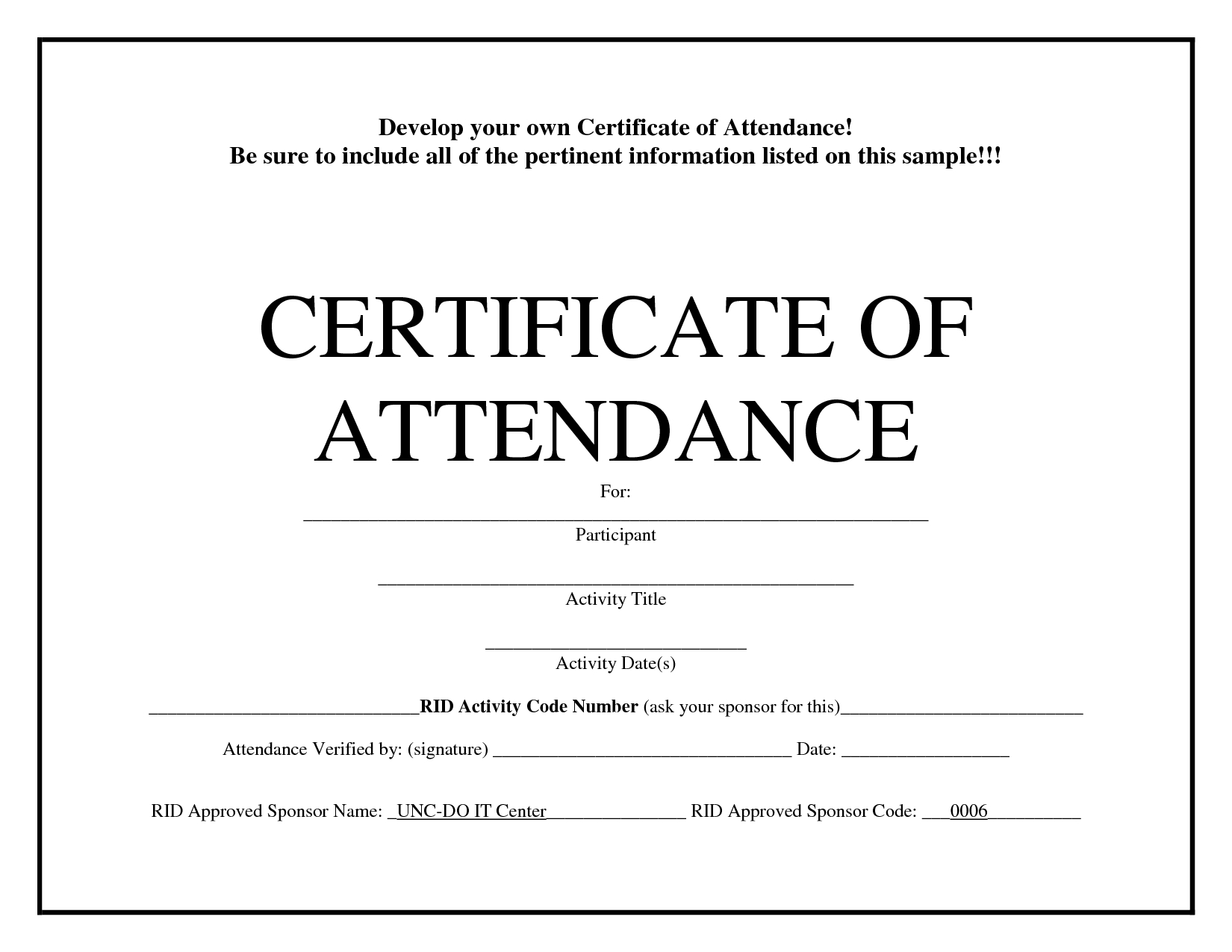 Certificate Of Attendance Template Word Free – Calep With Perfect Attendance Certificate Template