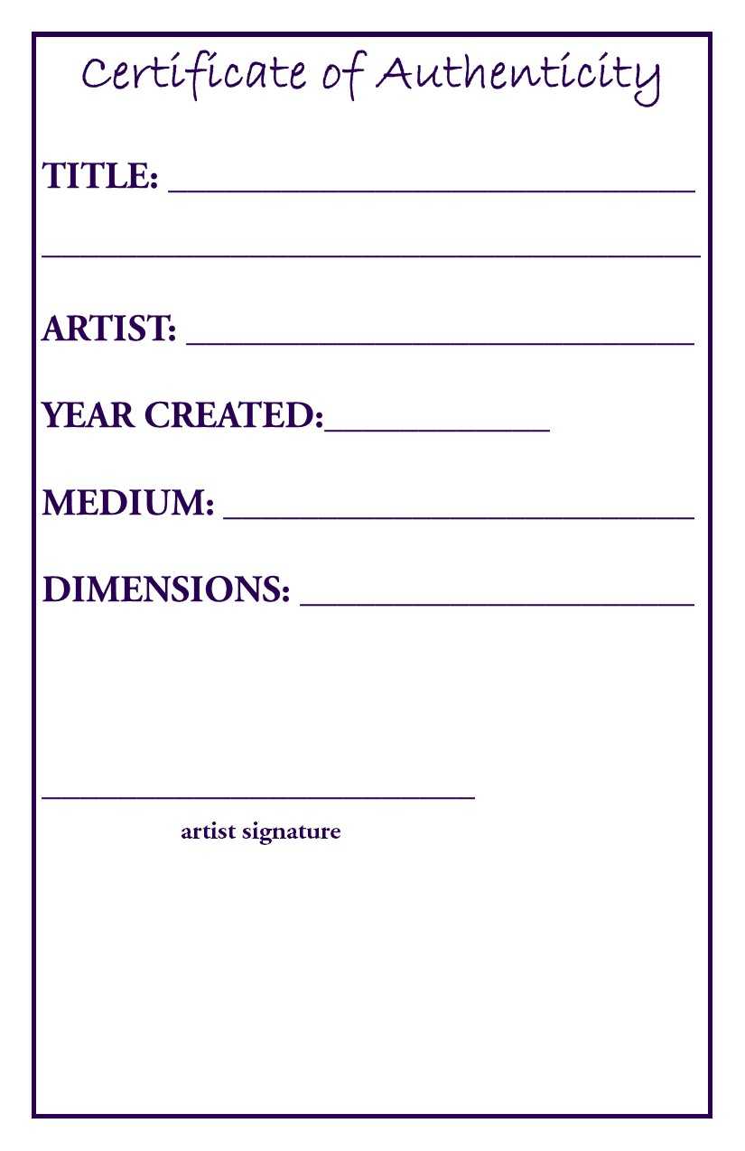 Certificate Of Authenticity Pdf Template (Free Download With Certificate Of Authenticity Photography Template