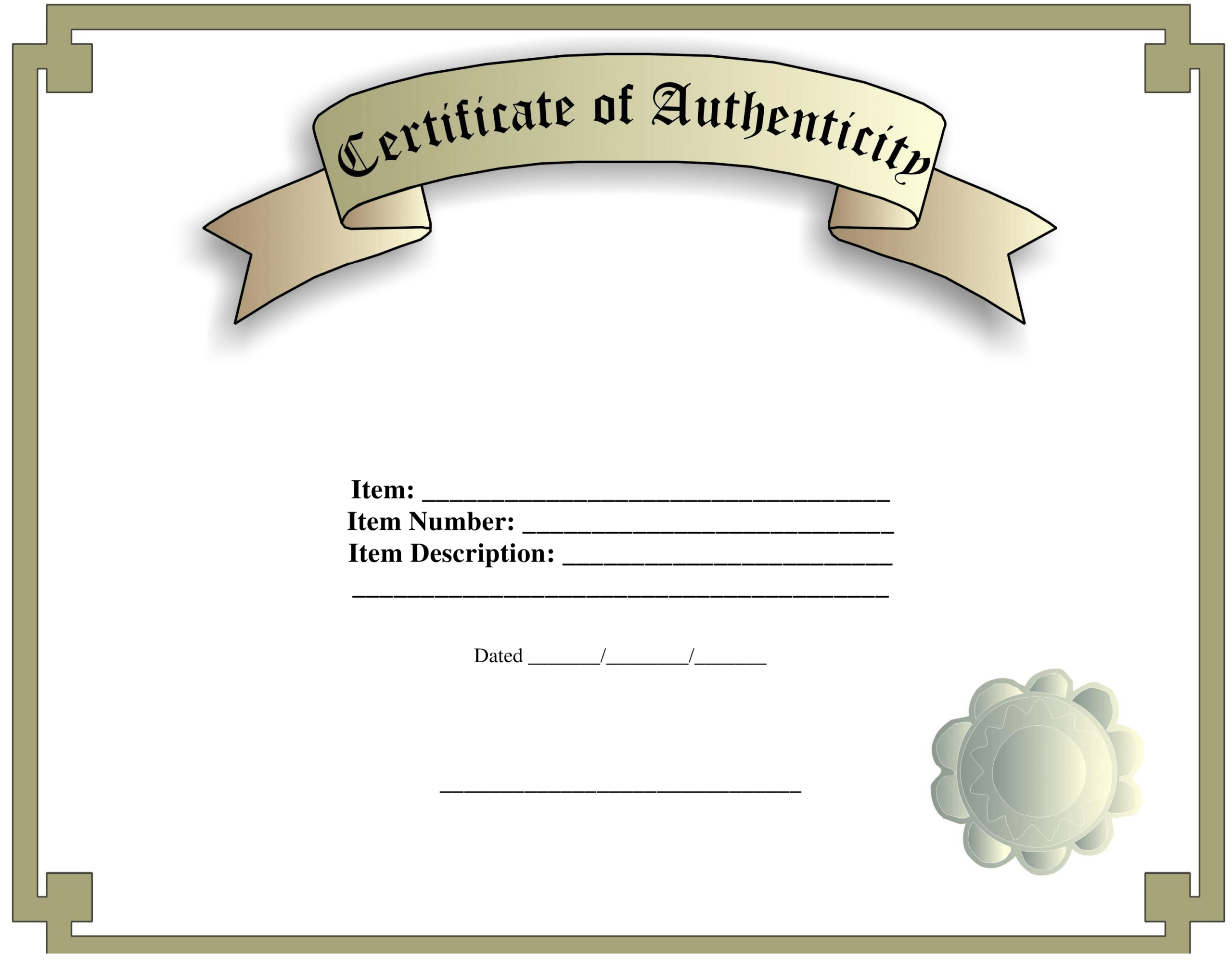 Certificate Of Authenticity Template | Templates At Inside Certificate Of Authenticity Template