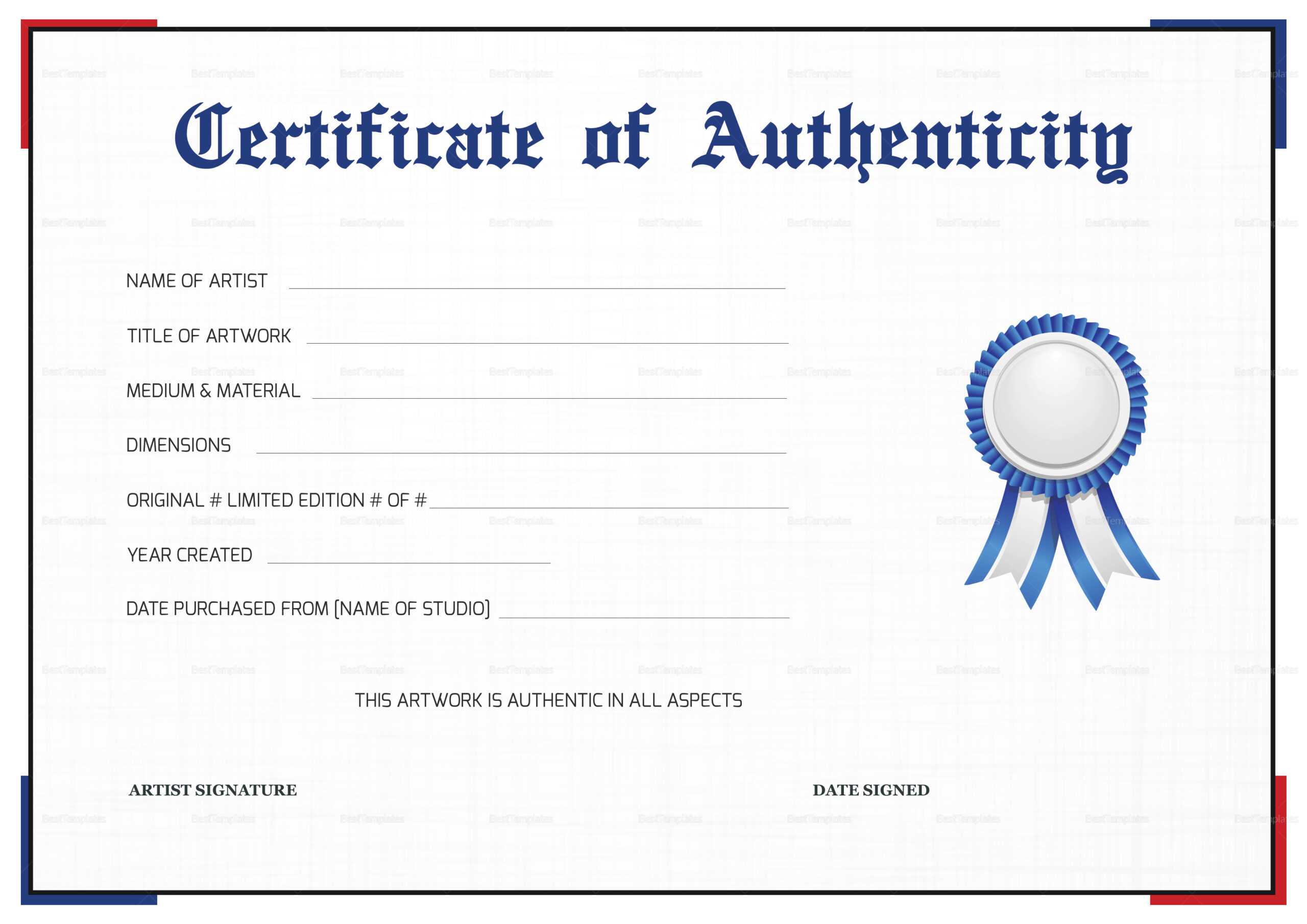 Certificate Of Authenticity Templates – Calep.midnightpig.co Intended For Certificate Of Authenticity Photography Template