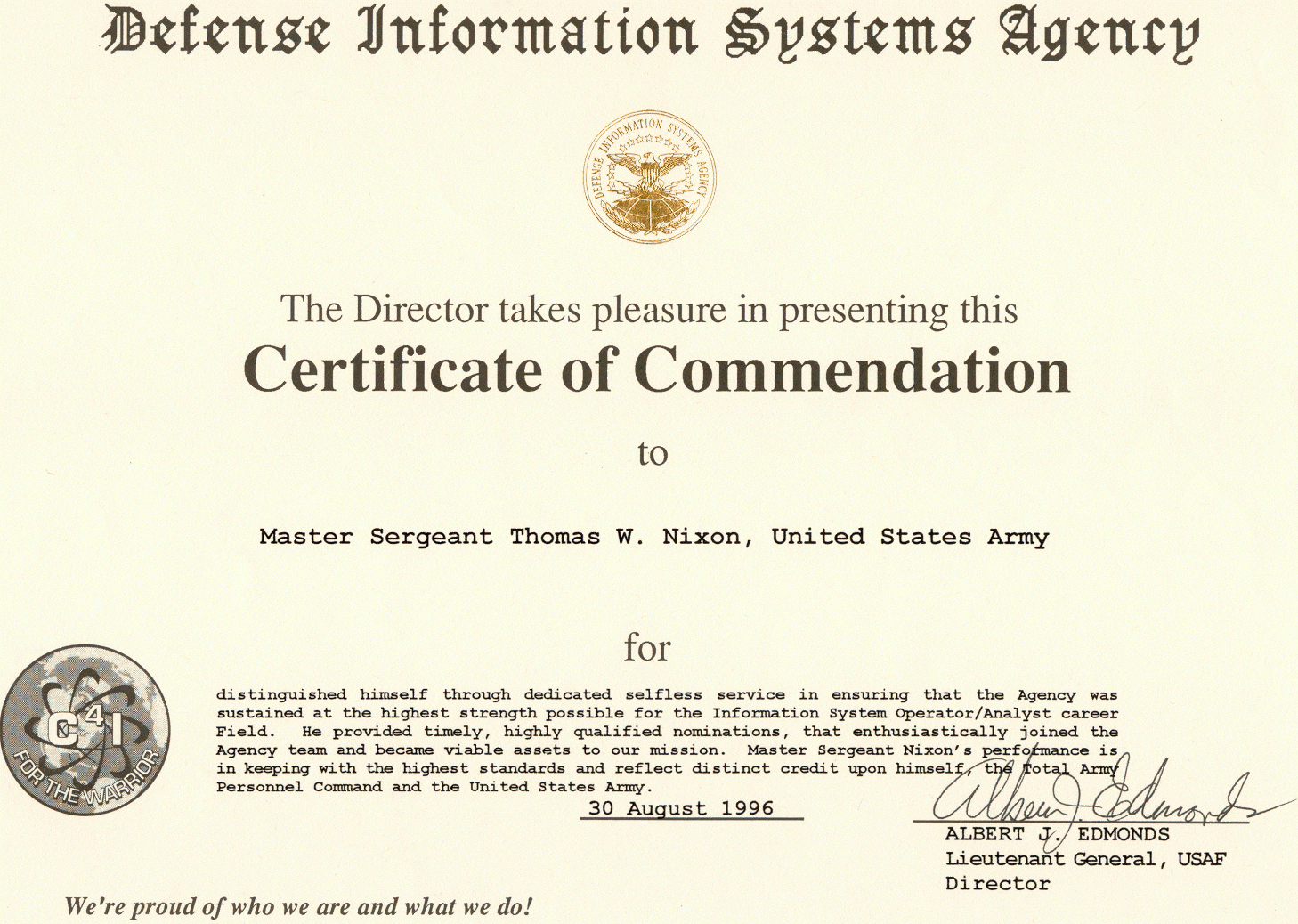 Certificate Of Commendation Pertaining To Certificate Of Achievement Army Template