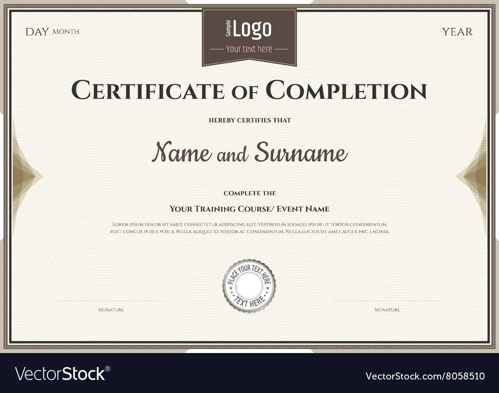 Certificate Of Completion Template In Brown Intended For Certification Of Completion Template
