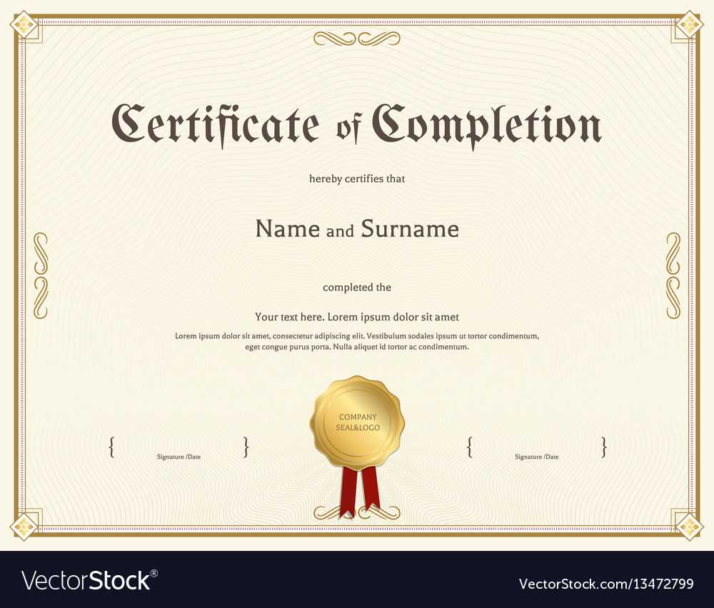 Certificate Of Completion Template In Vintage For Certification Of Completion Template