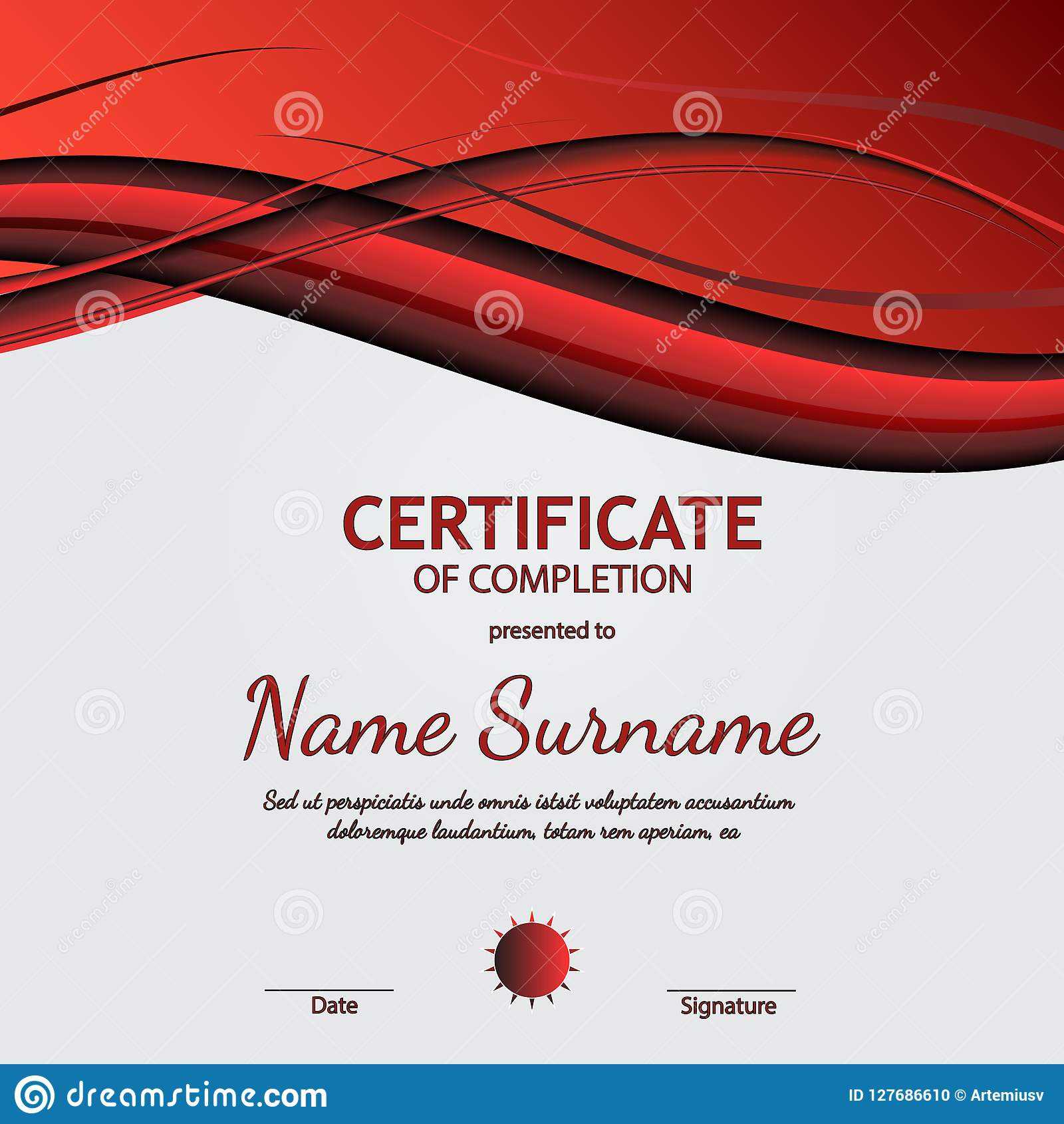 Certificate Of Completion Template With Dynamic Red And Inside Gymnastics Certificate Template